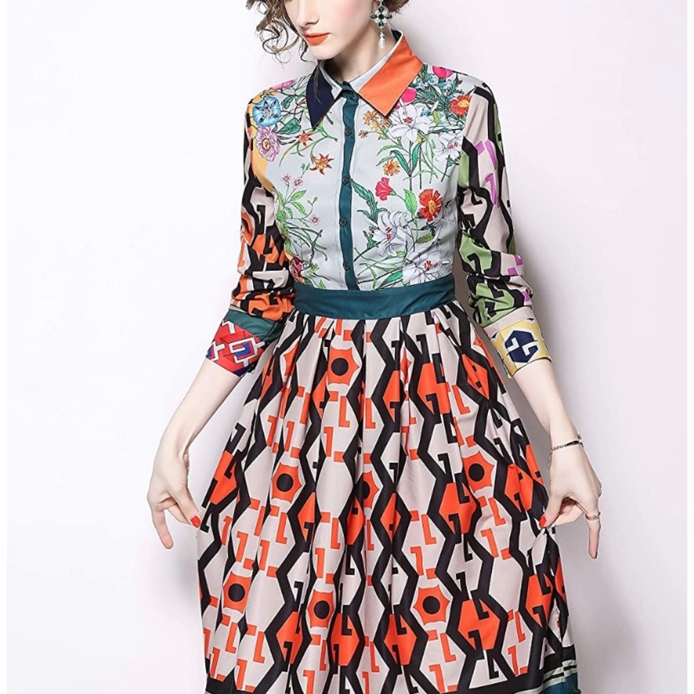 Printed dress, size 6, NWT.